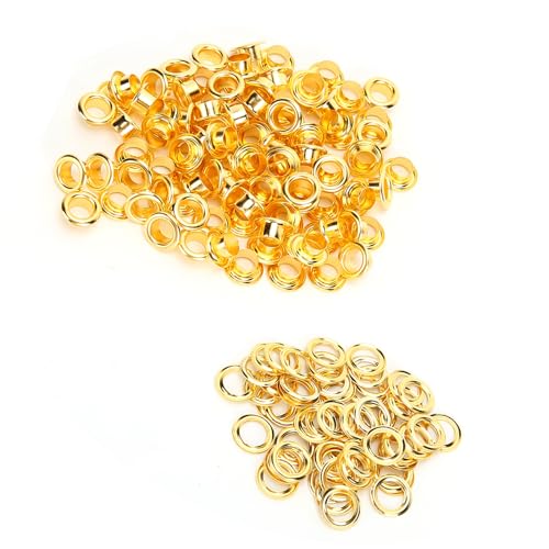 Chaussures de 6 Mm Rivets Grommemet pour Fabrication de Bricolage - 200pcs en Laiton Accessoires Trous Creux en Laiton pour les Ceintures, les Sacs, Articles Cuir et Plus