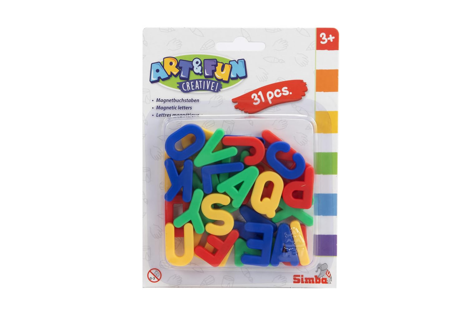 104591456 Alphabet Fridge 31 Pieces 3.2cm High Magnetic Capital Letters | Bright Vibrant Colours | Made of Durable, Safe Plastic | Ages 3+, Multicoloured