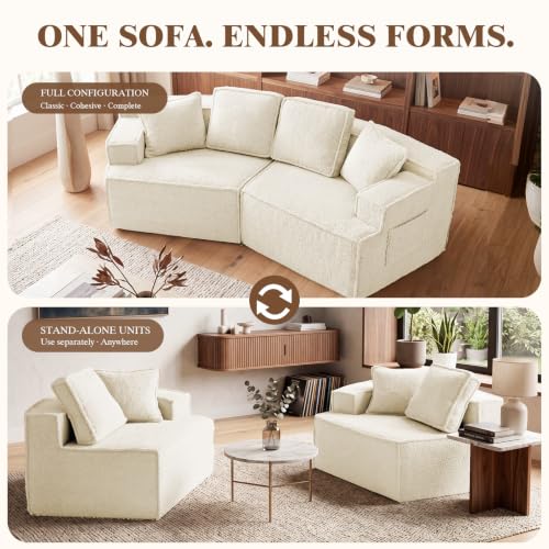 Sofá cama modular tapizado de 160 x 75 x 67 cm con bolsa de almacenamiento lateral 6