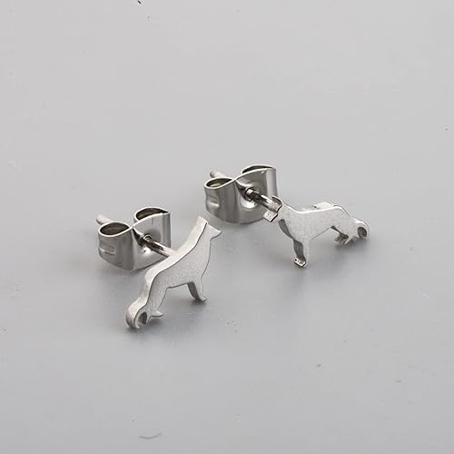 Miniatura 6 de OKEYCH Regalo para amantes del pastor alemán Pastor Alemán, aretes de perno de pastor alemán, joyería de pastor alemán para dueño, regalo para perro