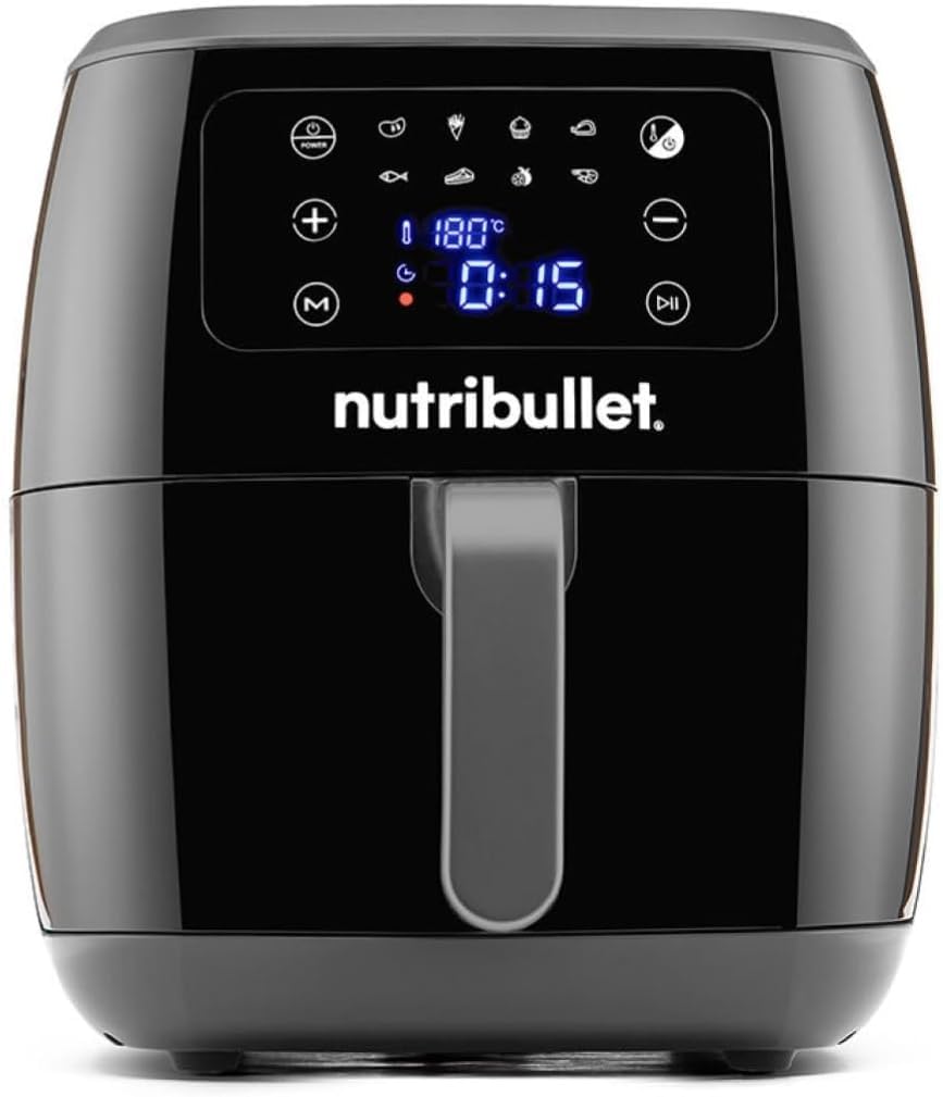 nutribullet Friteuse à air chaud 7L, friteuse sans huile 1800W, friteuse à air chaud avec 8 modes de cuisson, et également cuire, frire, griller tous vos aliments, noir, NBA071B