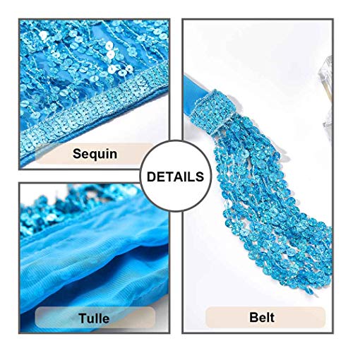 Zoestar Boho Sequin Tassel Hip Scarf Multilayer Belly Dance Belt Dance Performance Skirt For Women And Girls (Blue) #TOP5