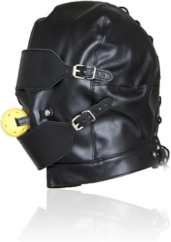 Miniatura 3 de Máscaras con cordones ahuecados para la boca, máscaras de cuero suave con capucha para la cabeza con los ojos vendados para cosplay.