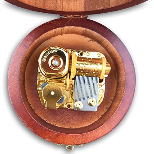 Binkegg Wooden Hollow Out Circular Wind Up Music Box With Sankyo Musical Mechanism Tune: Davy Jones (Pirates Of The Caribbean) #TOP2