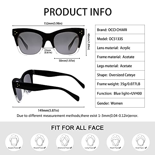 Occi Chiari Reader Sunglasses 2.25 For Women Oversized Reading Sunglasses Uv Protection Outdoor 0.5 0.75 1.0 1.25 1.5 1.75 2.0 2.25 2.5 2.75 3.0 3.25 3.5 3.75 4.0 #TOP4