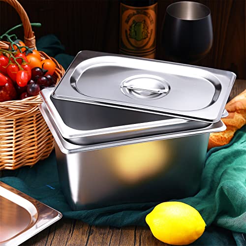 8 Pack Stainless Steam Hotel Pan 6 Deep Steam Table Pan With Lid 0.8 Mm Thick Stainless Steel Steam Pan Restaurant Anti Clogging Steamer For Party, Restaurant, Hotel (1/4 Size) #TOP4