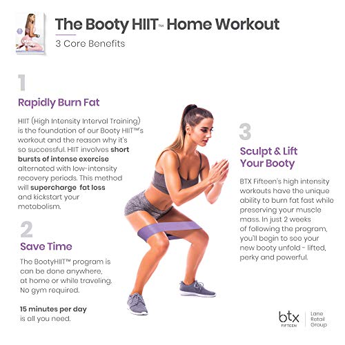 Booty Bands, Non Slip Resistance Bands for Legs and Butt, Workout Bands Exercise Bands Glute Bands for Women, 3 Pack - Workout & Superfood Guides Included