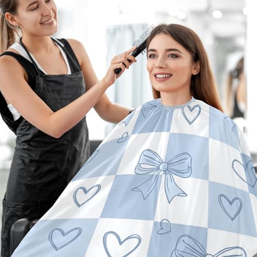 Capa profesional impermeable para corte de cabello azul miniatura 7