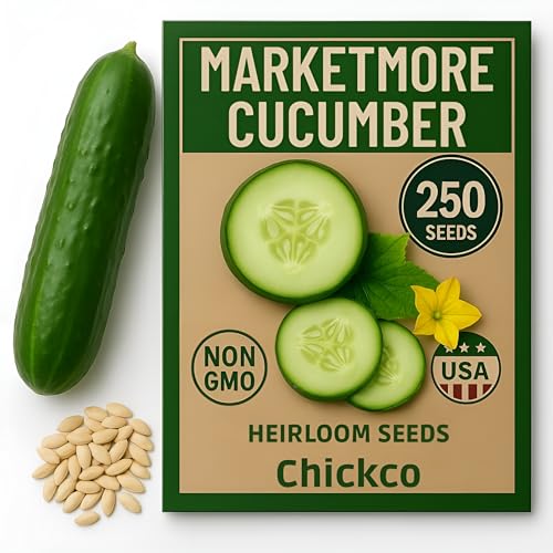 250+ Organic Marketmore Cucumber Seeds &ndash; Premium Heirloom Seeds &ndash; Perfect for Gardens, Raised...