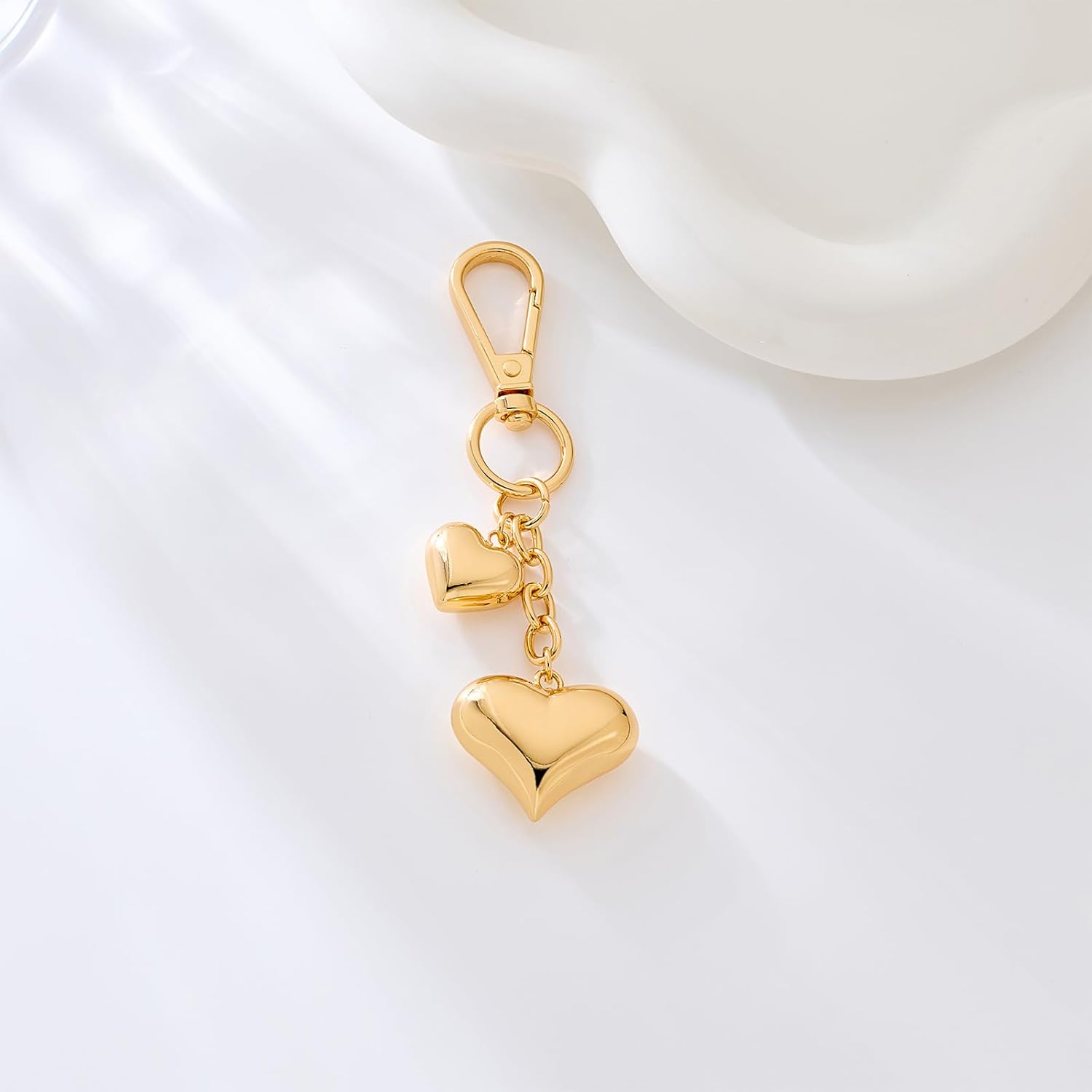 Heart KeyChain for Women Bagchain Gold Silver Fashion Keychains Accessories - Image 2