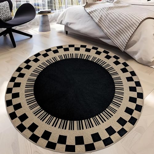 Tapete redondo de yute sintético 5ft negro miniatura 4