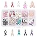 PandaHall Elite 60 Pcs Alloy Ribbon Pendants Enamel Awareness Dangle Charms Beads 10 Styles for Jewelry Making Mixed Colors