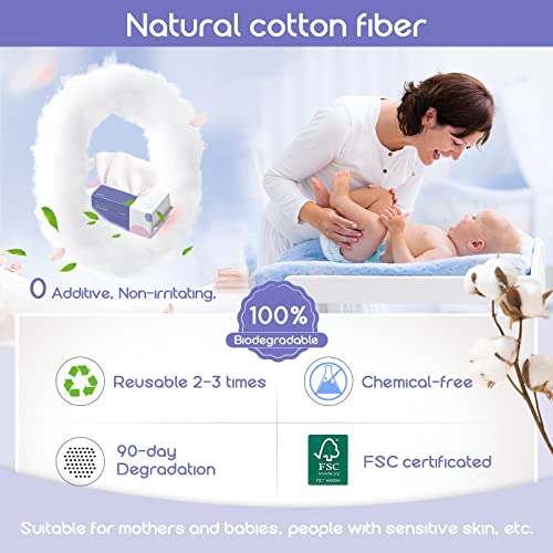 Poeticehome Cotton Tissue Dry Wipes - Extra Thick Biodegradable Facial Cleansing Towel Disposable Wash Cloth For Makeup Cleaning 4 Pack #TOP6