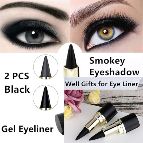 Go Ho 2 PCS Black Gel Eyeliner Stick,Waterproof Eye Liner Pen,Cat Eye Black Smokey Eyeshadow,Smooth Black Eyeliner Pencils Eye Black Face Paint Stick Halloween Makeup Set - Image 4