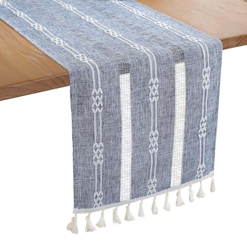 Bigqin Camino De Mesa Moderno Y Rústico, Azul, 180 X 33 Cm, Decoración Mesa Comedor