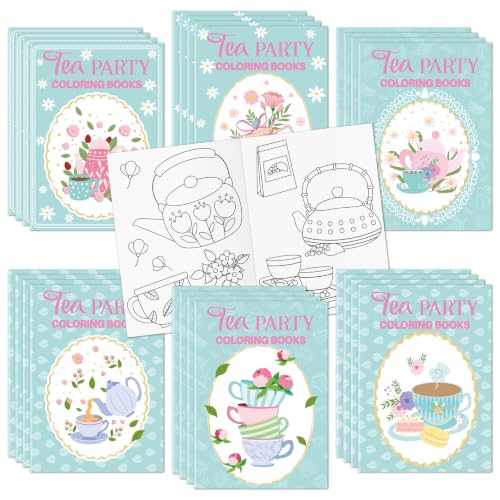 Image of Bulk Tea Party Coloring Books, 96Pcs Tea Time Mini Drawing Booklet for Kids