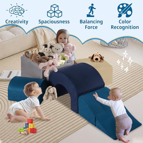 Image of Climbing Toys and Blocks - Indoor Soft Foam Climber PlaySet for Toddlers, Kids, and Babies Ages 1-3 - Perfect for Crawling and Ball Pit Play
