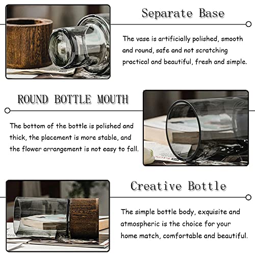Glazen Vaas Grijze Vaas Voor Pampas Gras Bloemen Gedroogde Bloemen, Glazen Bloemenvaas Moderne Glazen Flessen Voor Tafeldecoratie Bruiloft Evenementen Tulpenvaas Keuken Kantoor Woonkamer (Small) - Afbeelding 7