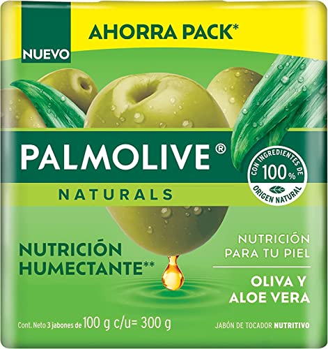 Jabón de Tocador Palmolive Naturals Aloe y Oliva en Barra, 100 g, 3 Piezas