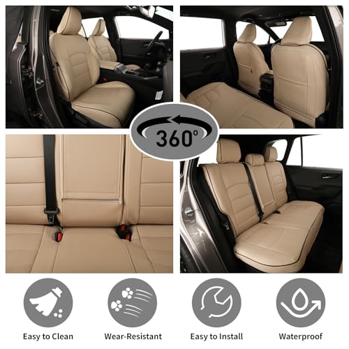 Image of EKR Rav4 Seat Covers Custom Fit for Toyota Rav4 (Hybrid) SE /XSE 2026, Car Seat Cover Full Set for SUV,Factory-Style Interior Upgrade, Easy-Wipe Protection,Faux Leather(Beige)