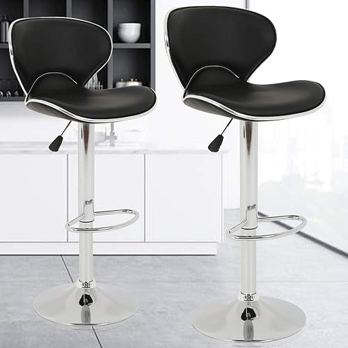 Taburetes de bar Taburete giratorio de altura ajustable con parte trasera de cuero sintético duradero moderno alto comedor silla bar taburete para