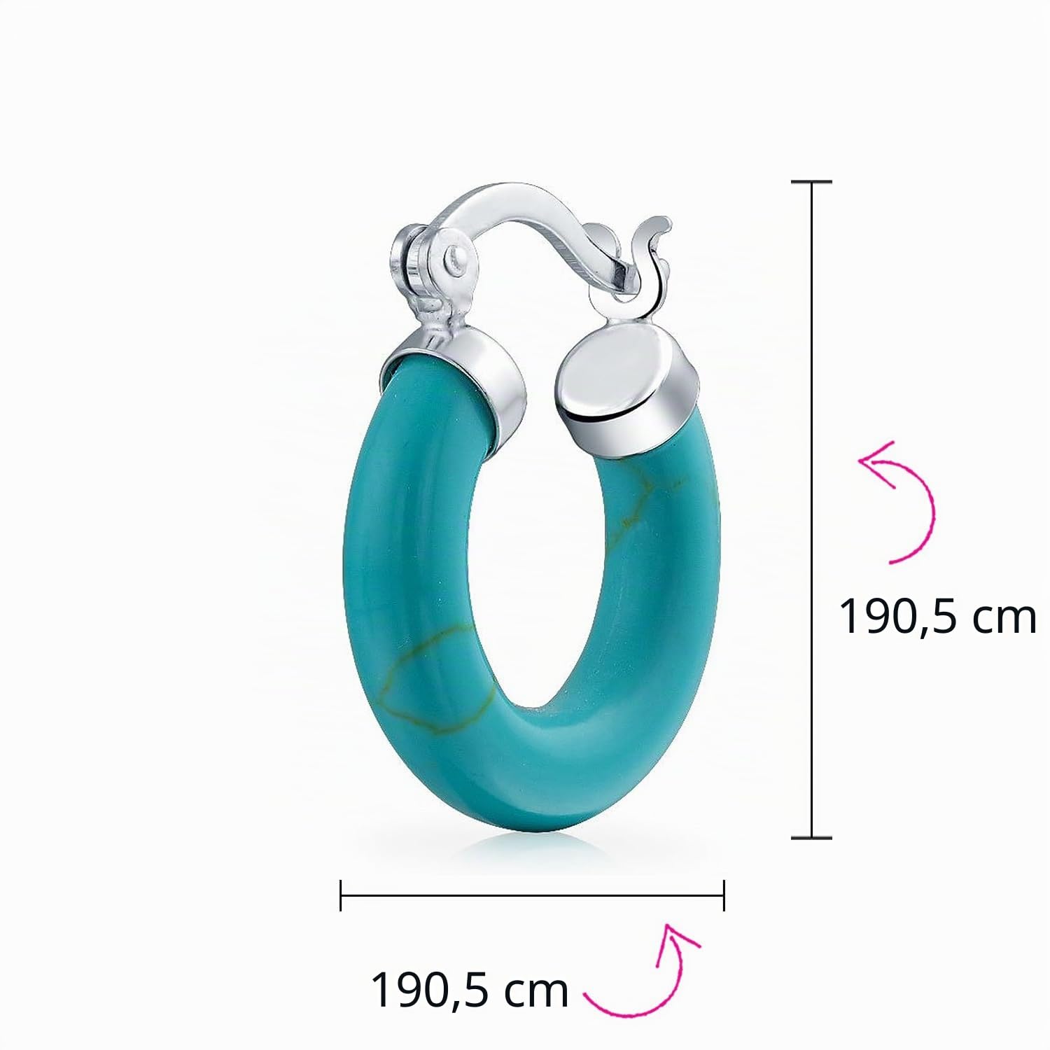 Tamaño Mediano De Piedras Preciosas Mejoradas Rojo Naranja Coral Azul Turquesa Rosa Jade Negro Ónix Redondo Tubo Aro Pendientesjoyería Occidental .925 Plata Esterlina .75 Pulgadas De Diámetro