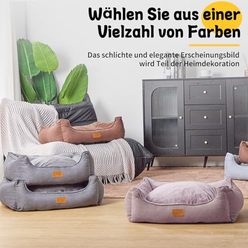 OUPEIWAWA Orthopädisches Hundebett für kleine & mittelgroße Hunde, 52x41x16cm, superweich und gemütlich, Hundekorb mit hohem Rand, Abnehmbarer & waschbarer Bezug, rutschfest, Dunkelgrau, Indoor/Auto