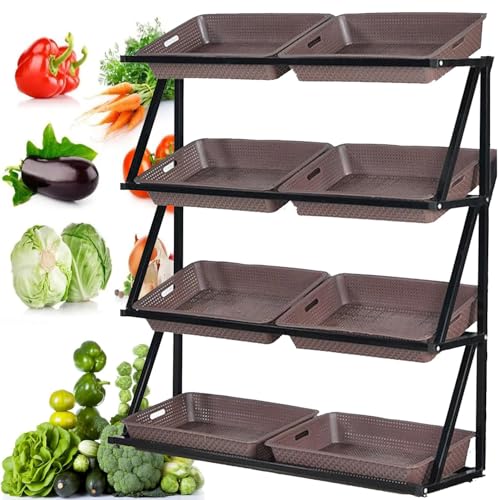 Estantería para verduras que optimiza el espacio de almacenamiento comercial