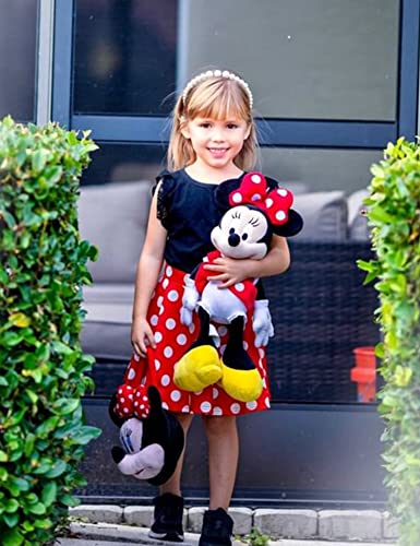 Arshiner Girls High Waist Polka Dot Pleated Skirt Midi Swing Skirt With Shorts,Red Dot,8-9 Years #TOP1