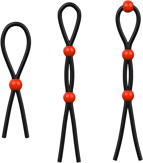 Cock Ring Set 3 Pcs,Adjustable Love Rings Basic Silicone Penis Ring for Erection Enhancing,Long Lasting Stronger Men Delay Control,Stretchy Medical Safe Adult Sex Toys Games for Men or Couples Red