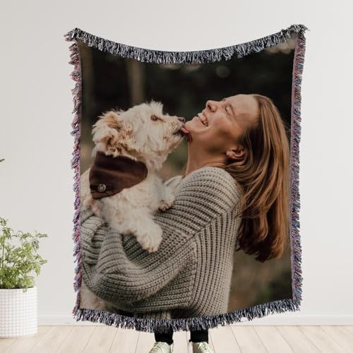xzdesign Custom Woven Blanket with Photos Text Personalized Blankets Thows