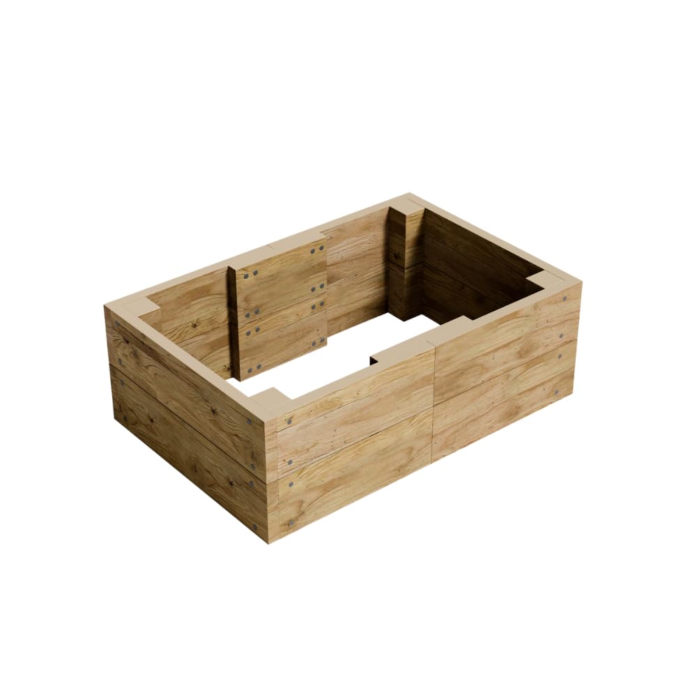 Conka Garden - Wooden Raised Bed Kit - Large Garden Planters for Vegetables, Herbs, Flowers – Start Growing Plants Earlier & Better - Durable & Resistant FSC Treated Timber 30cm H, 60cm x 90cm