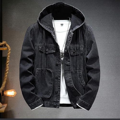 Chaqueta de mezclilla para hombre con capucha desmontable miniatura 2