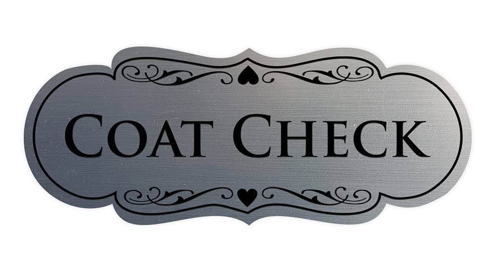 Signs ByLITA Designer Coat Check Sign (Brushed Silver) - Medium
