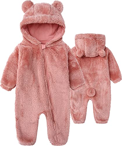 Image of Newborn Baby Jumpsuit Hooded Fleece Rompers Long Sleeve Onesies Outwear Outfits