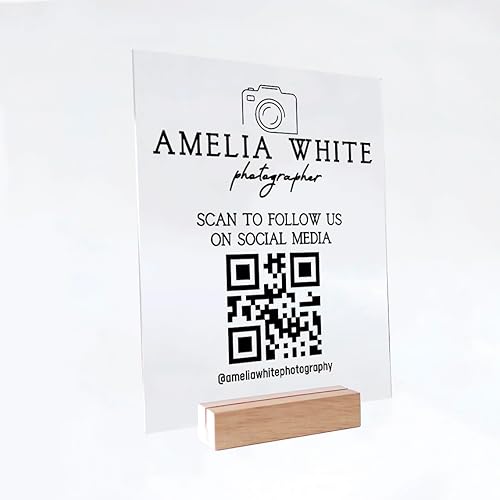 Custom Acrylic Business Decoration Sign - Personalized QR Sign Shop Decor Business Social Media Sign Sign for Business Custom Acrylic Sign Acrylic