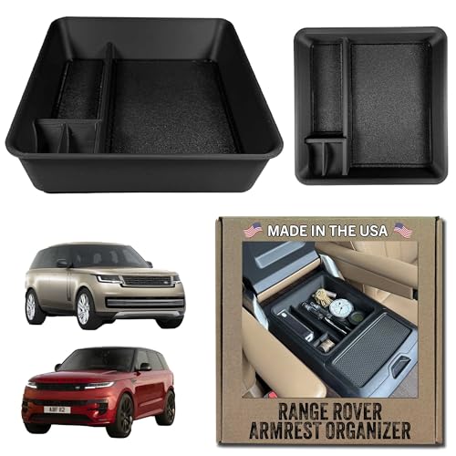 Armrest Organizer for 2023-2026 Range Rover & Range Rover Sport (WITHOUT Refrigerator (2023, 2024, 2025, 2026)), Made in USA, Interior Accessory Range Rover Organizer, Range Rover Accessory