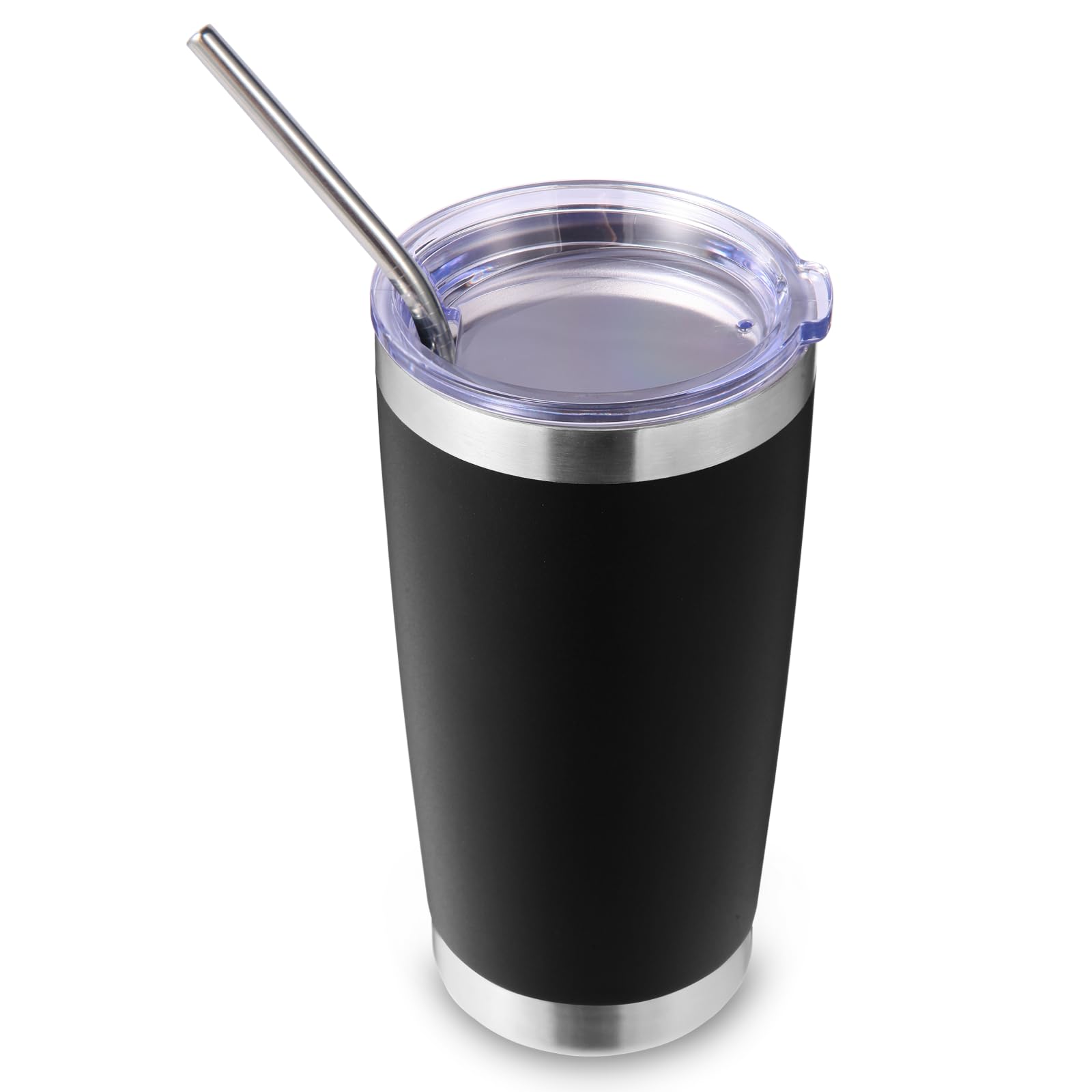 Volhoply 20oz Stainless Steel Tumbler with Lid and Straw,Double Wall Insulated Travel Iced Coffee Mug Fits Car Cup holder,Powder Coated Cups for Hot