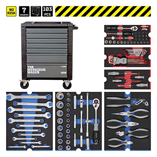 Werkstattwagen bestückt mit 6 Modulen | 7 Schubladen | No.145 | stabile Stahlblechkonstruktion | WGB – Bild 3