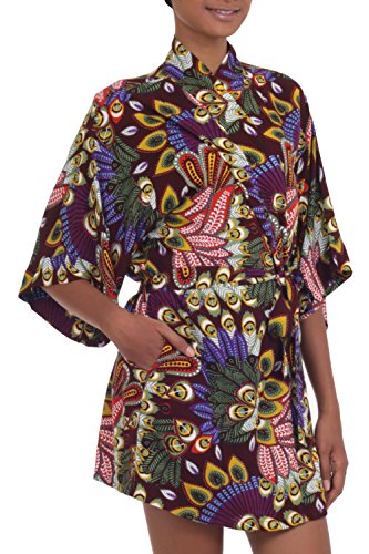 Novica Peacock Rayon Robe, Jungle Groove' #TOP1