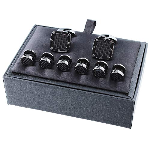 Mancuernillas y pasadores para smoking en fibra de carbono miniatura 4