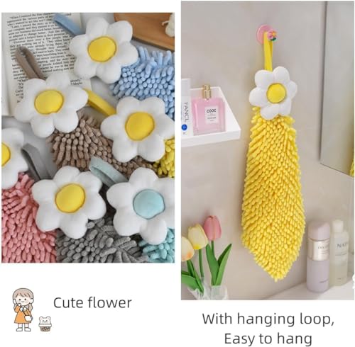 Image of House of Quirk 3 Pack Hand Towels with Hanging Loop | Soft & Absorbent Kitchen Towels | Flower Design Hanging Towels for Bathroom, Hand & Bath Use (Multicolor)