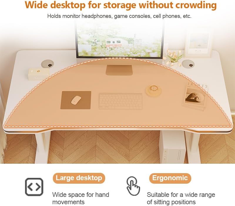 Gaming Desk Computer Writing Table for Home Office Student Art Modern Simple Style with T-Shaped Metal Bracket PC Wood Suitable for Offices&Bedrooms