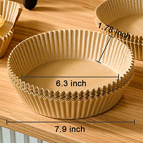 Image of 100 PCS Air Fryer Disposable Paper Liner - Round Natural Parchment for Baking, Roasting, Microwave - Non-Stick, Oil-Proof, Food Grade (6.5 Inch)