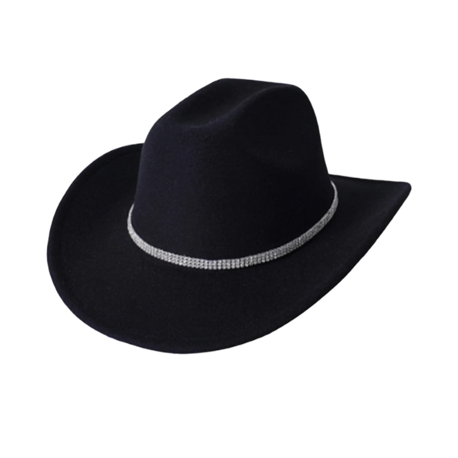 MICFENY Breathable Cowgirl Hats for Men Women Triple Rhinestones Accents Practical Acrylic Fabric Music Festival Camping Essenti