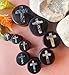 Lobal Domination PAIR of Beauttiful Abalone Shell Cross Inlay Black Wood Saddle Plugs - Tunnels - Gauges - Body Jewelry (1