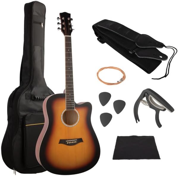 41in Acoustic Guitar - Guitar Kit with Case, Strap, Capo, Spare Strings, and Picks - Beginner Guitars for Kids and Adults by Hey Play (Blue)
