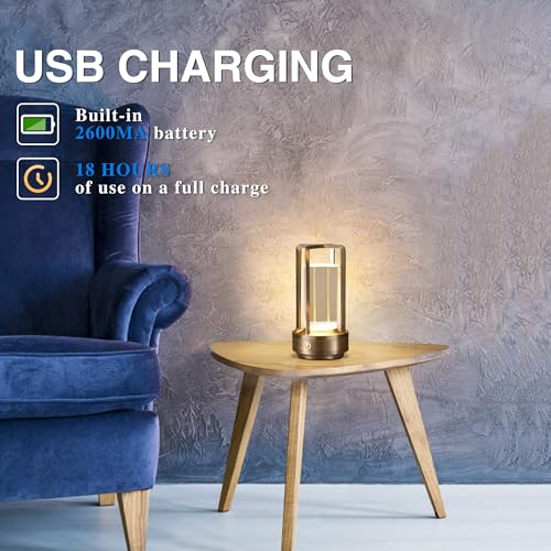 Anxingtools Portable Metal Table Lamp,Cordless Table Lamp, Rechargeable Battery Powered Portable LED Desk Lamp, 3 Color Stepless Dimming Touch, for Bedroom Restaurant Home Outdoor (Silver) by Anxingtools - Used condition - Image 4