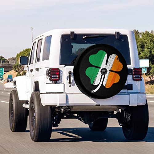 Image of Irish Shamrock Spare Tire Cover with Backup Camera Hole Wheel Tire Cover Fit Trailer, RV, SUV and Many Vehicle 17inch