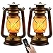 LED Vintage Laternen Batteriebetrieben, 2er Set LED Laternen für Draußen Gartenlaterne Hängend Laterne mit Fernbedienung USB Wiederaufladbare 4 Modi Realistische Flackerflamme Camping Deko für Garten